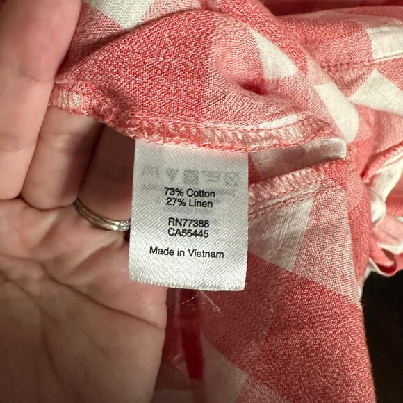 J. Crew Women's Gingham Side Tie Sleeveless Top Red White Size 6 Cotton Linen - Picture 4 of 8